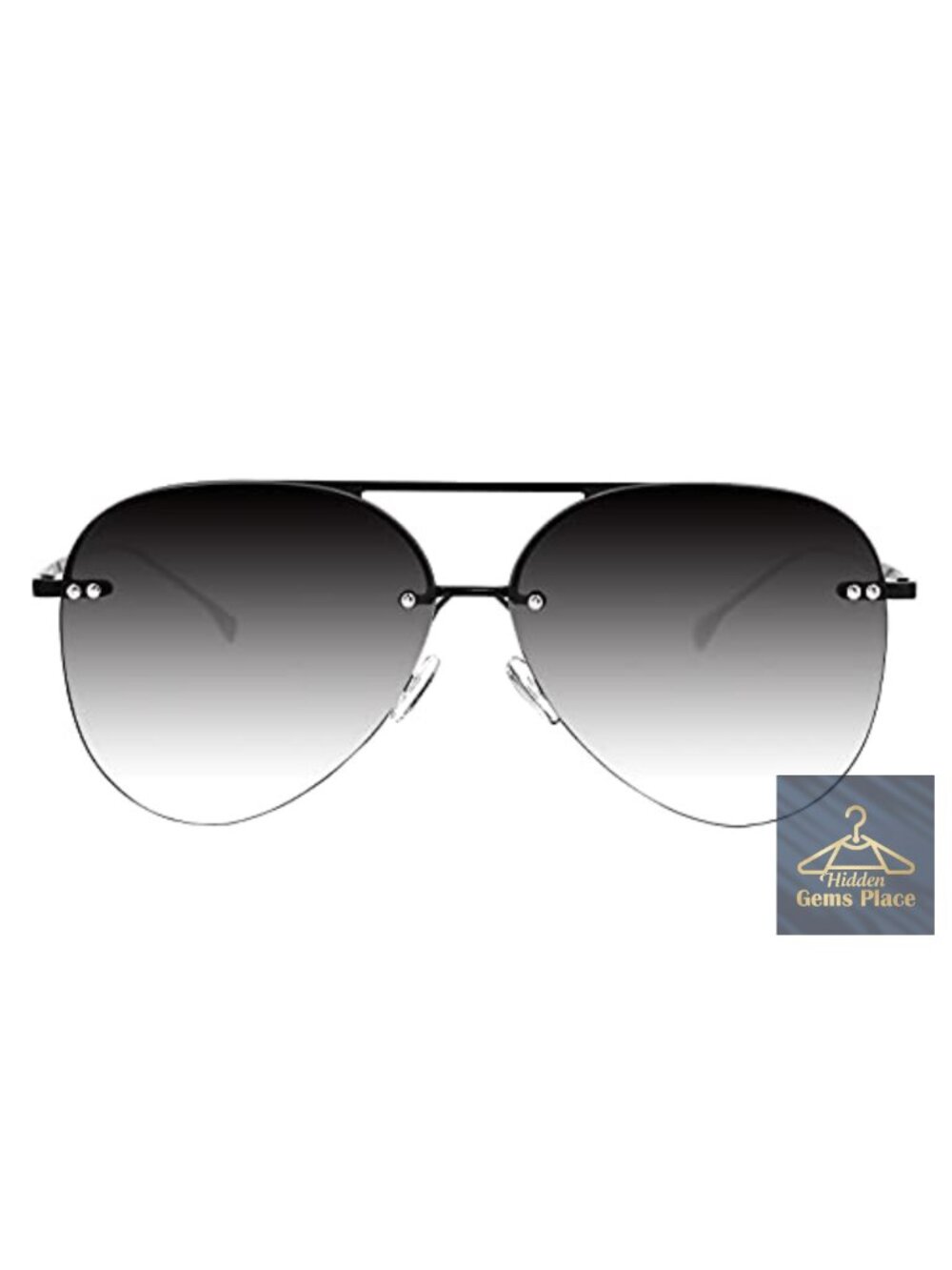Retro Rimless Aviator Sunglasses Oversized UV400 Stainless Steel Frame